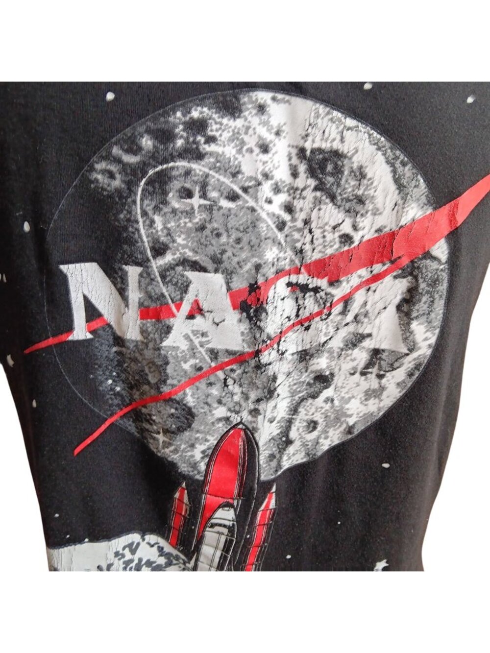Medium T-shirt NASA Men's Graphic Space Shuttle AOP Moon Black